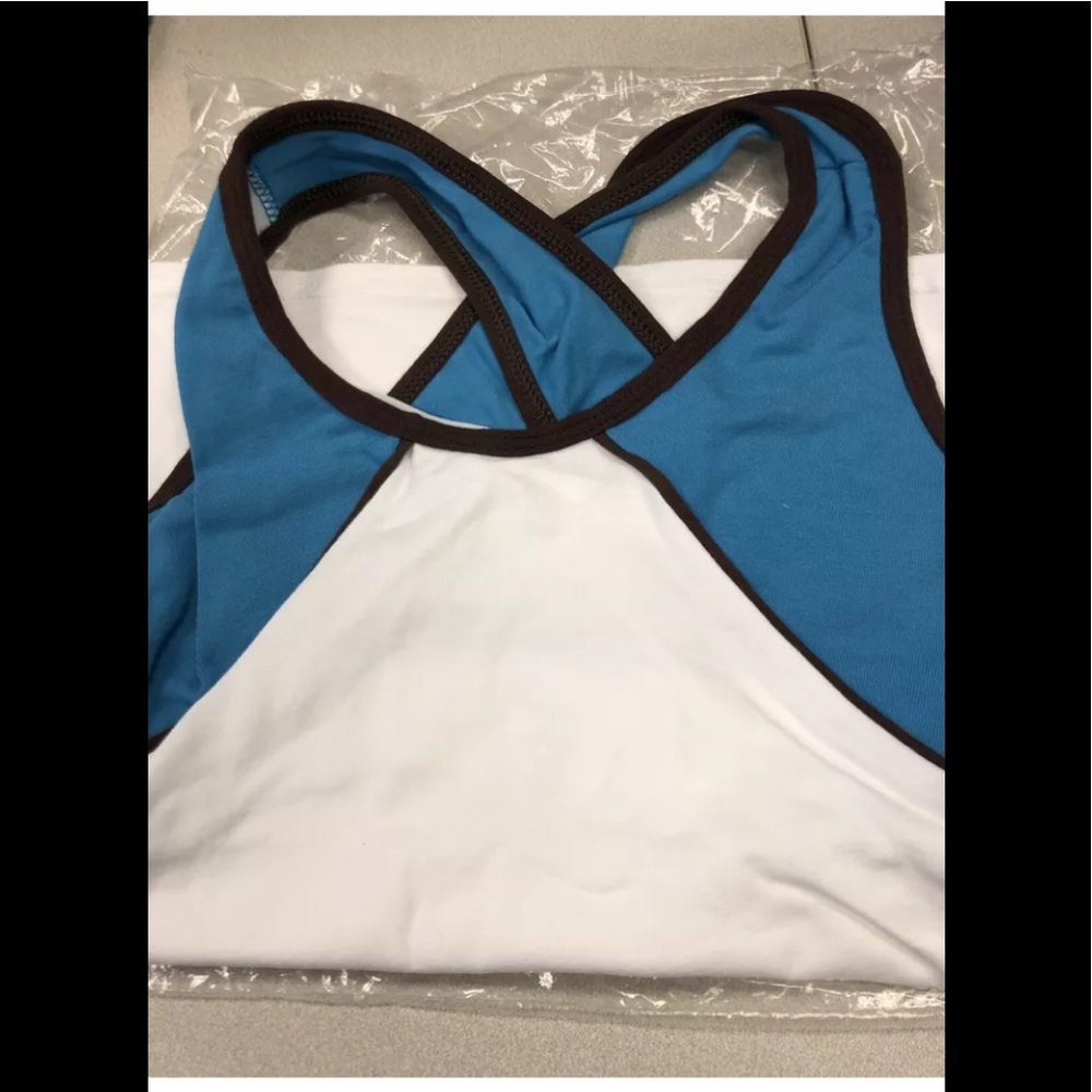 Pizzazz Cheer/Dance Racerback Top- Turq/Br Youth L